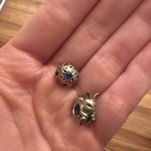 Pandora Silver Star Disney Charm with Rabbit Charm with Gold tail
